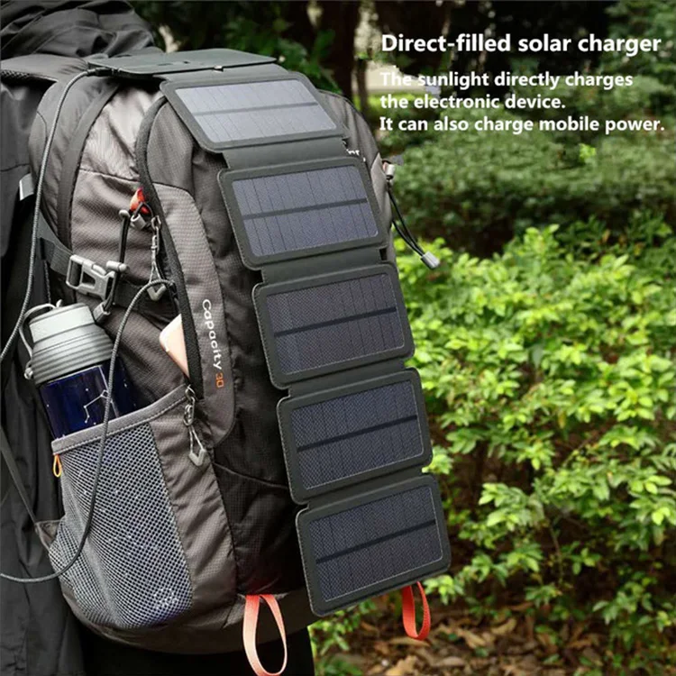 

High-Efficiency Foldable 5 Panels 10W 15W Solar Charger for Hiking, Camping