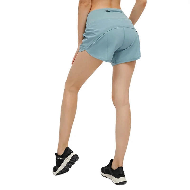 

Ready for ship High waisted running shorts set women yoga shorts, Athletic ladies training gym shorts