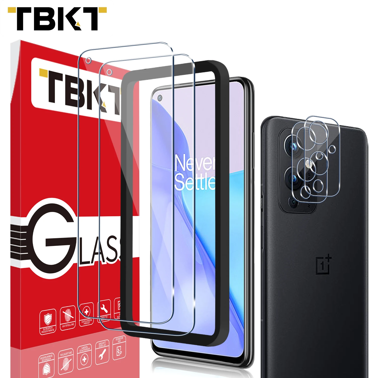 

HD Clarity Screen Protector Camera Lens Protectors 9H Hardness Case Friendly Film Premium Tempered Glass for OnePlus 9