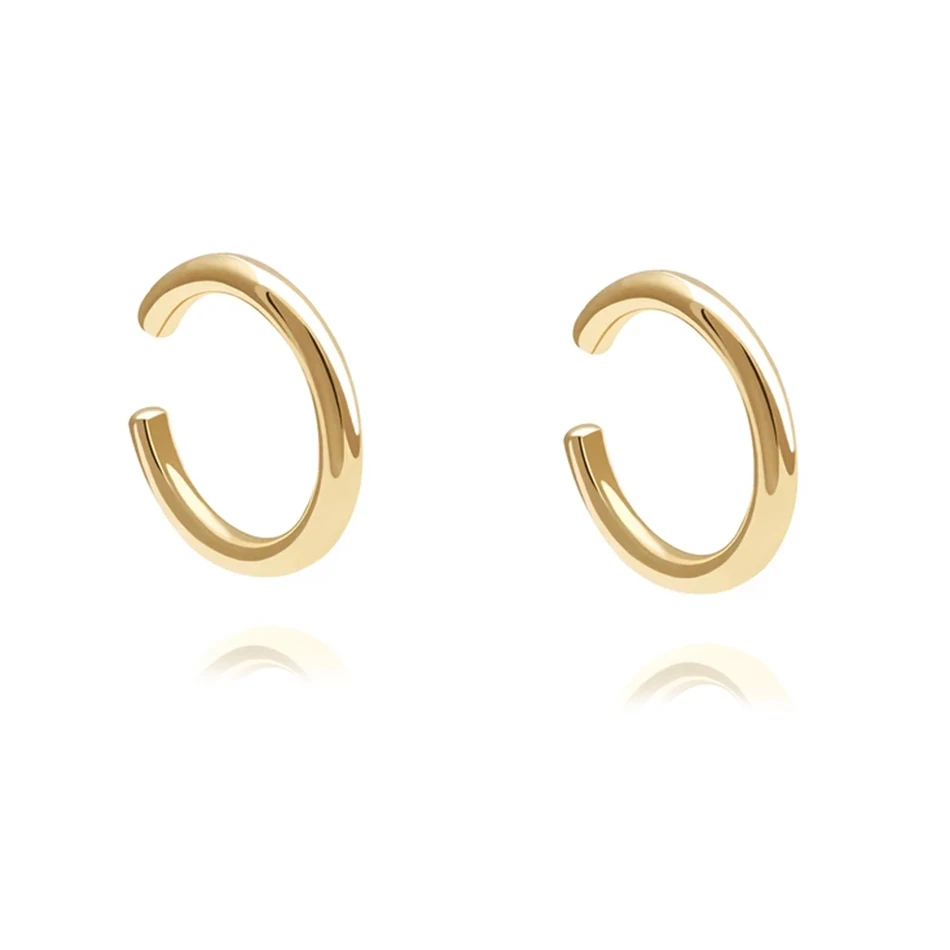 

daily wear simple jewelry 925 sterling silver earrings wholesale 18k gold plated tube ear cuff earrings