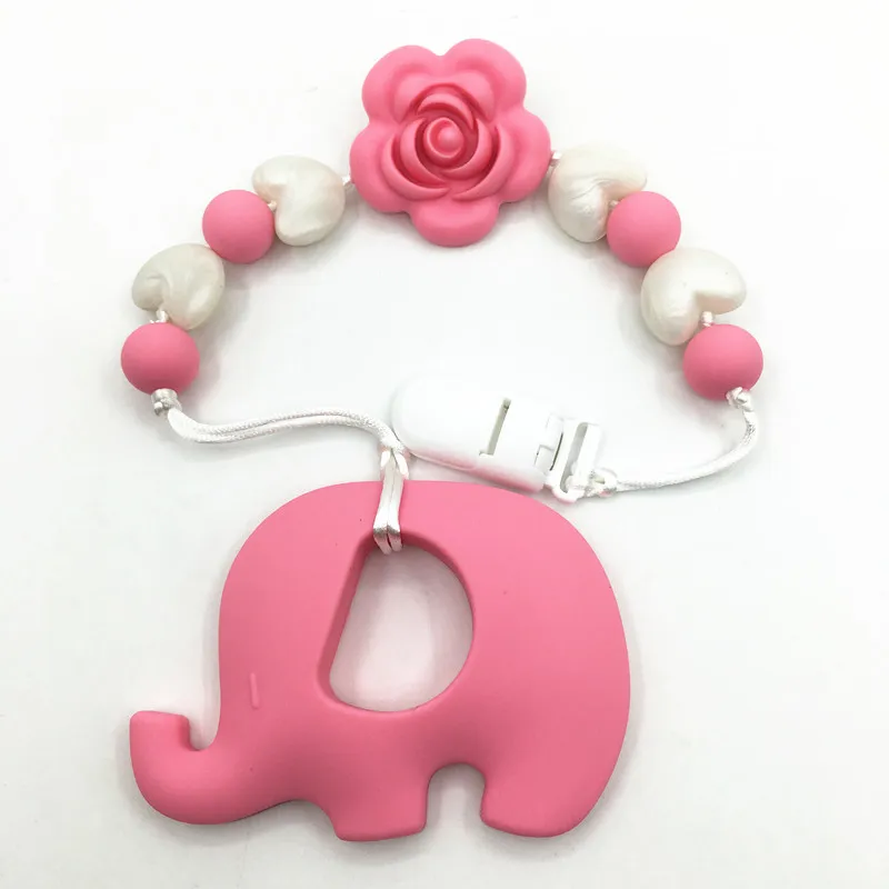 

Personalised Name Silicone Baby Pacifier Holder Clip ,silicone animal teether for baby, 8 colors available