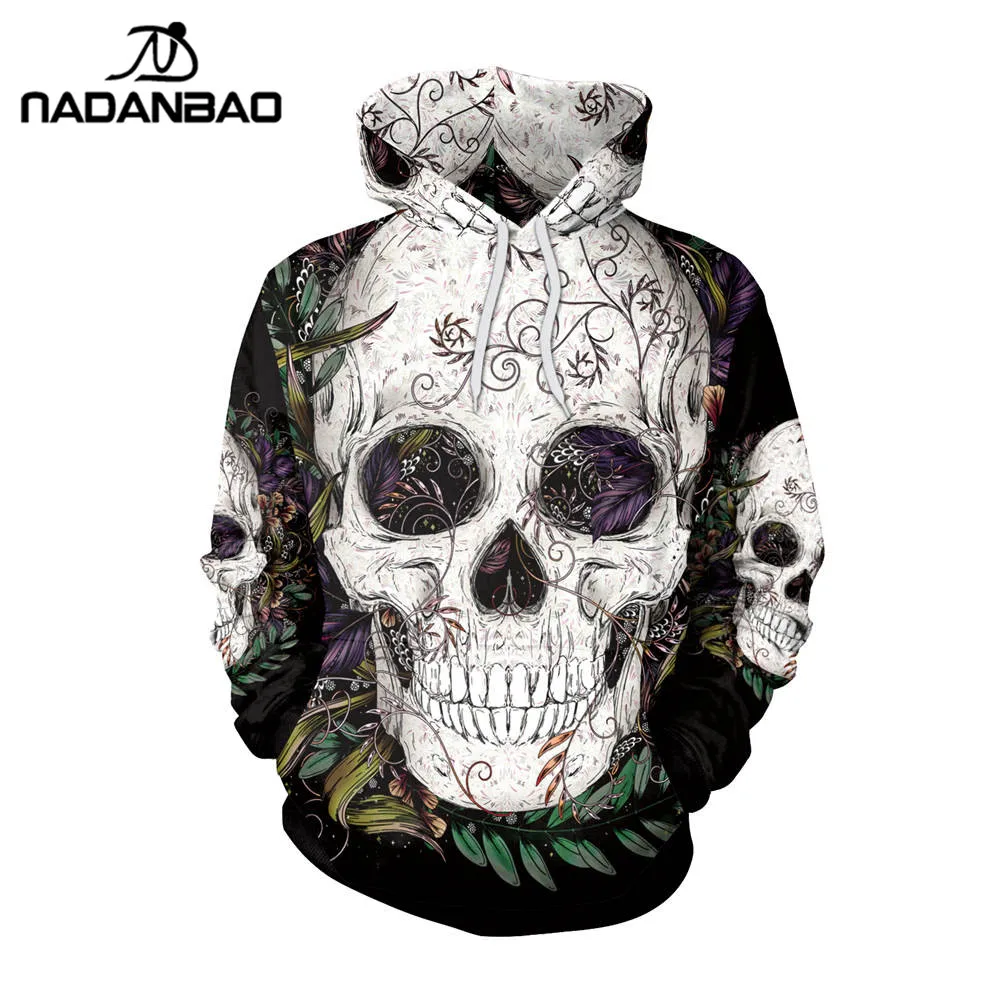 

Nadanbao Brand Halloween 3D Skulls printed Hoodie Polyester Mens Hoodies Sweatshirts Pullover Hoodie Manufacturers, As picture