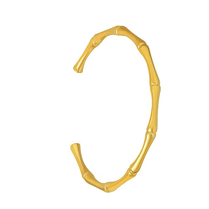 

Charare simple gold plated bamboo joint opening bracelet bangle, Gold, silver