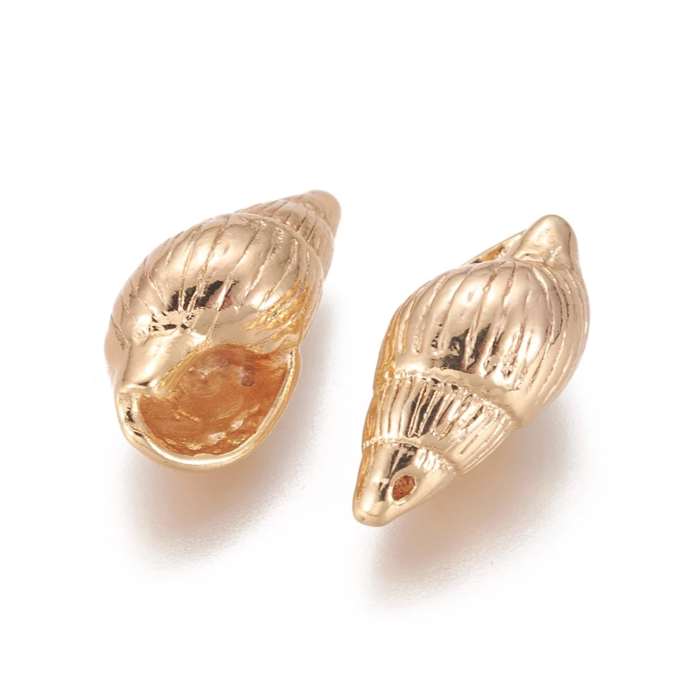 

PandaHall Spiral Shell Long-Lasting Real Gold Plated Brass Pendants