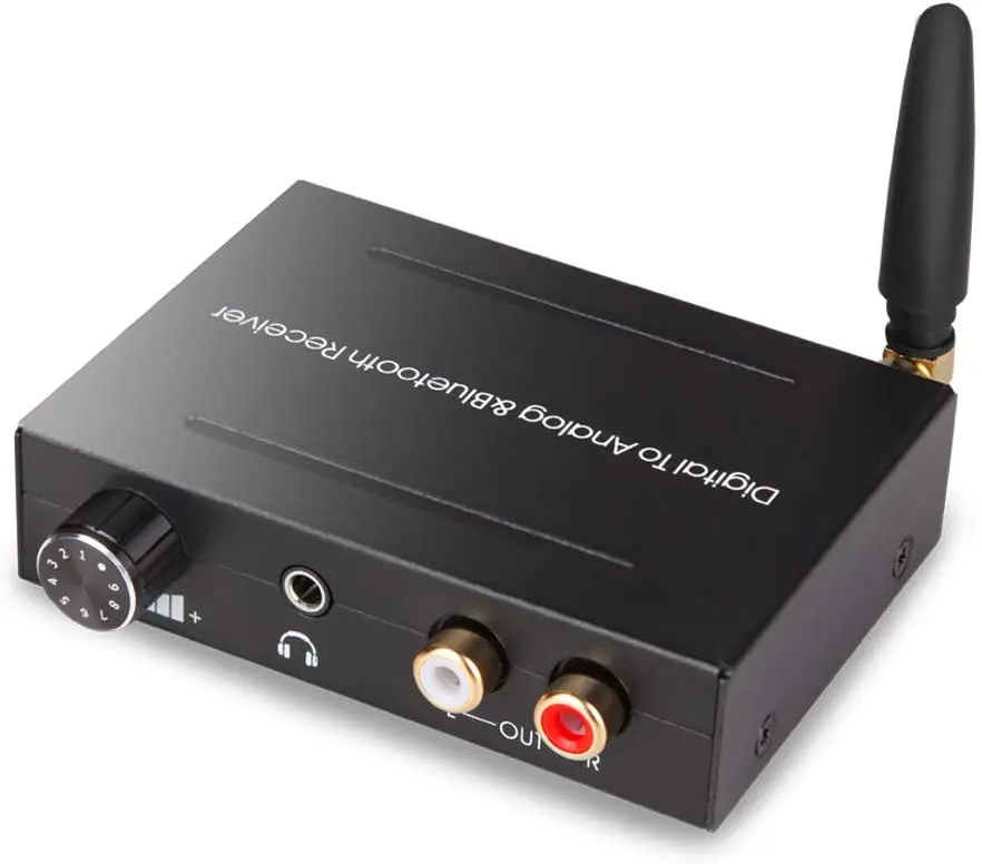 

AOEYOO Wireless 5.0 Digital to Analog Converter 192K/24B DAC Coaxial Toslink to Analog Stereo RCA 3.5mm Audio Volume adjustment