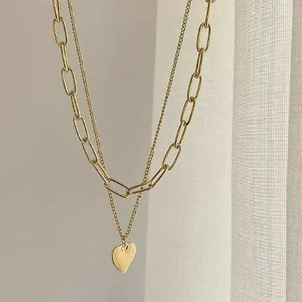 

Hot Selling 18K Gold Layer Heart Pendant Necklace Chain for Stainless Steel Women Design