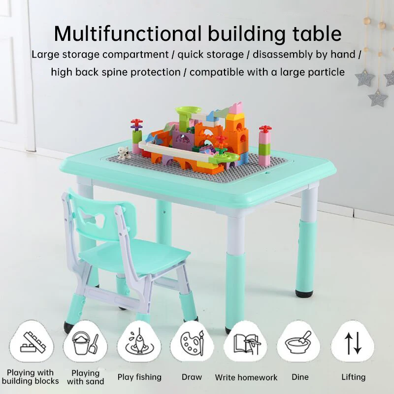 Children's building block table studay table and play fun toy table and chair