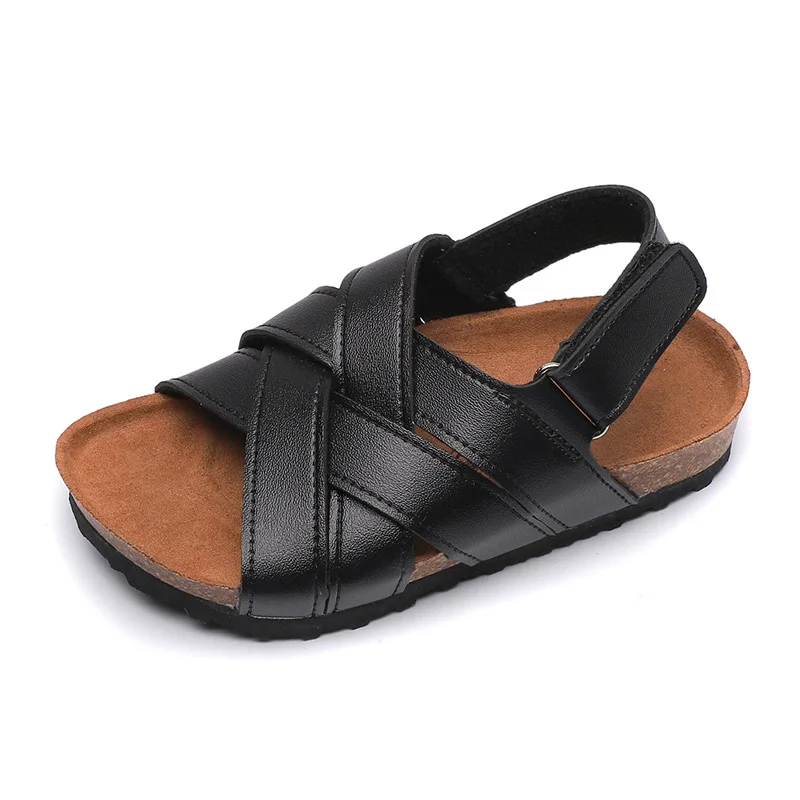

Summer Kids Beach sandals Soft Bottom Breathable Shoes Open Toe Casual Shoes Flat Boys Girls Black White Sandals