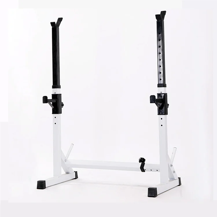 

Adjustable Weightlifting Squat Rack Weightlifting Barbell Rack, White/yellow