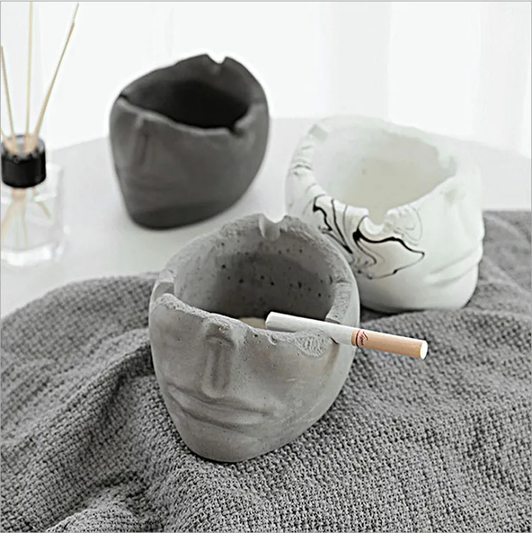 

Nordic ins creative household living room fashion large men and women face cement ashtray, Light gray;dark gray;white