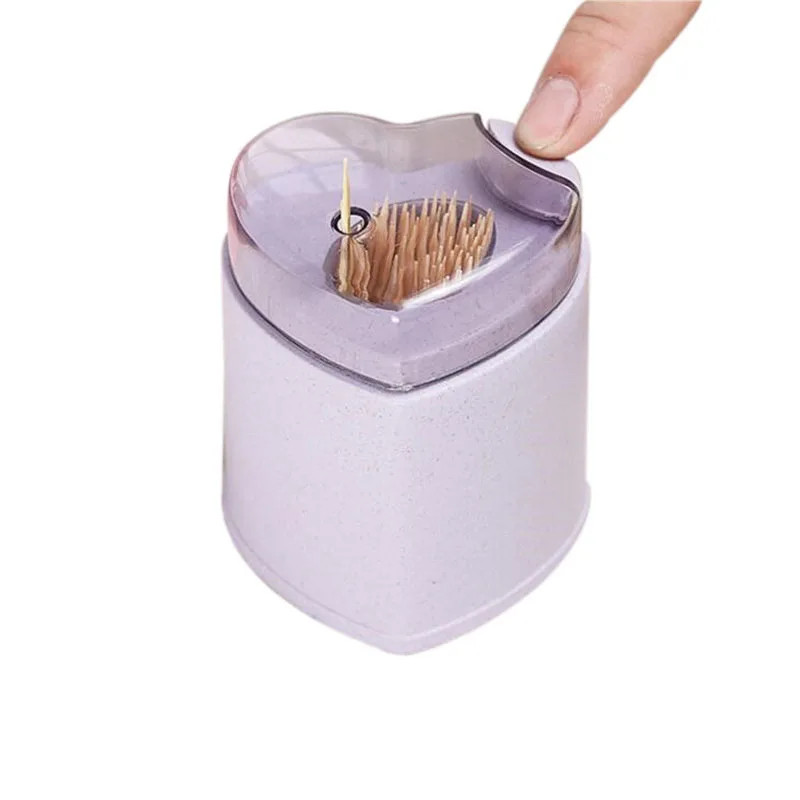 

Press Type Automatic Toothpick Box Love Heart Shape Portable Fashion Cute Home Decor Toothpick Storage Box