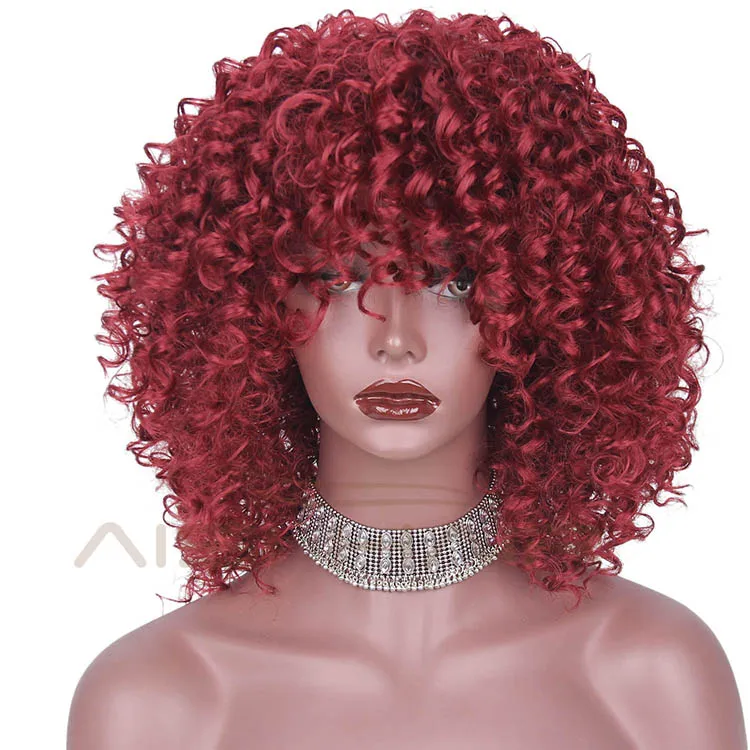 red kinky wig