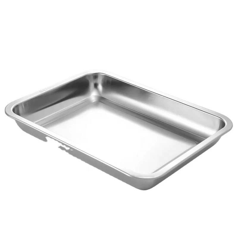 

hot sale healthy 304 stainless steel baking and steaming tray lunch serving pan fast food dish plate