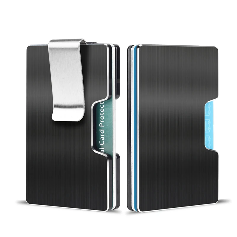 

New Arrival Minimalist Compact Card Holder Rfid Anti Theft Aluminium Wallet With Money Clip