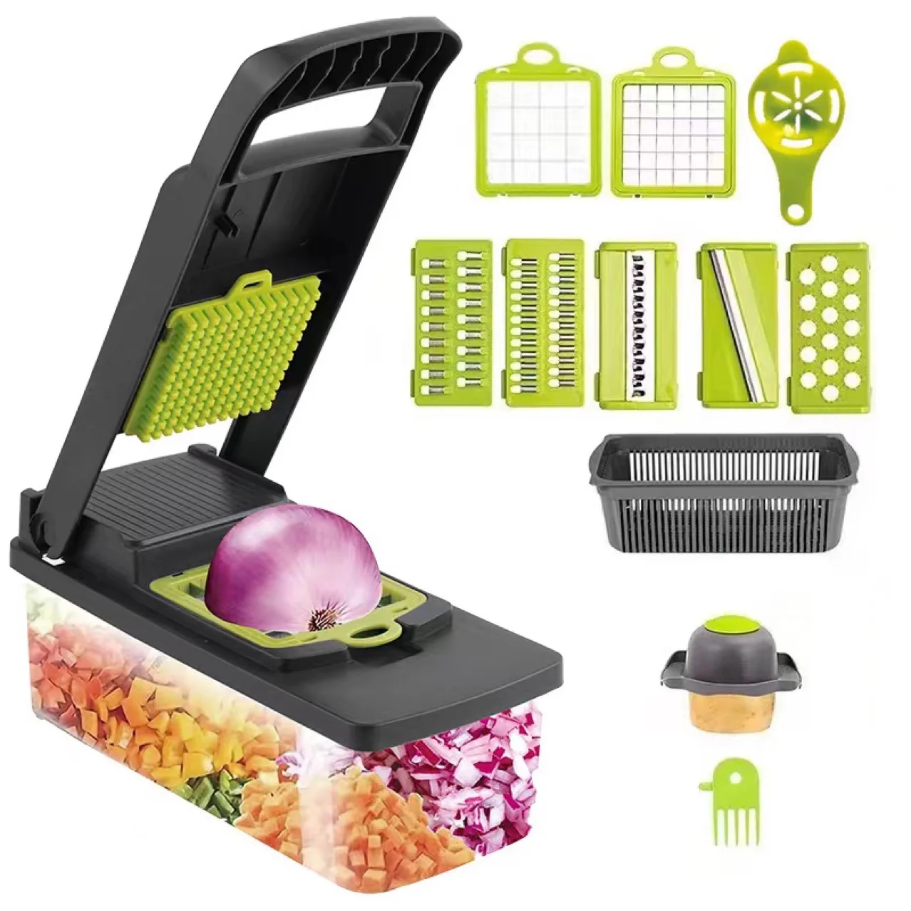 

14 In 1 Durable Vegetable Chopper Onion Chopper Fruits Slicer Potatoes Peeler Vegetable Cutter Manual Vegetable Chopper Cutter