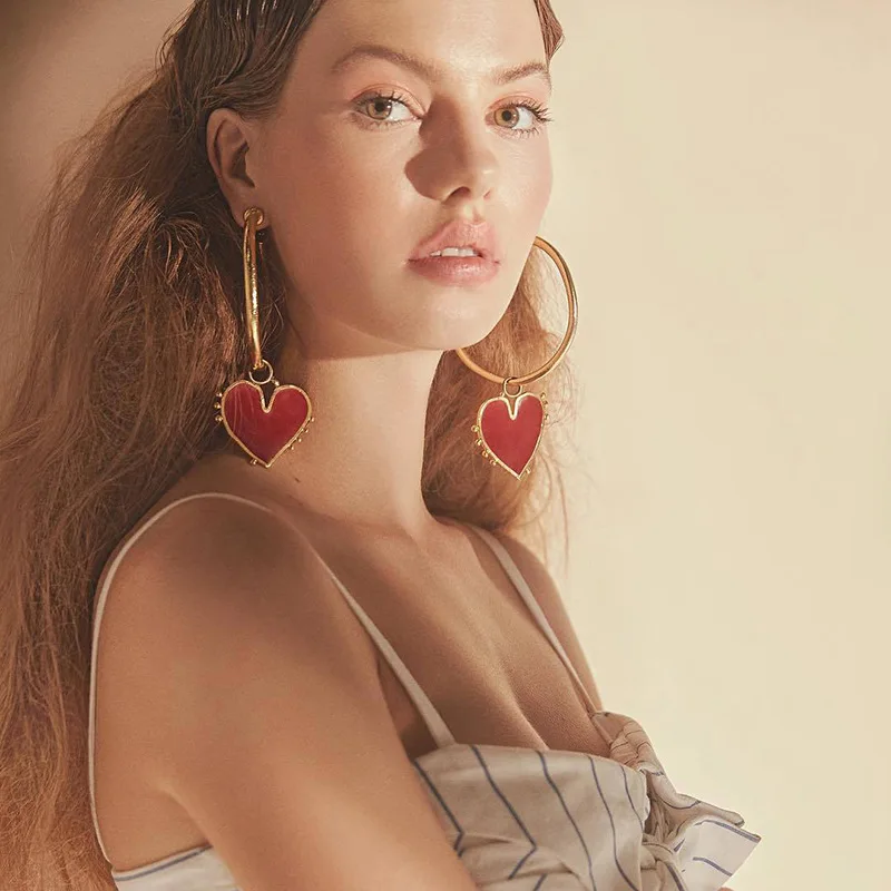

JL Bohemian Large C Shape Earring Retro Circle Heart Earrings Gold Plated For Women