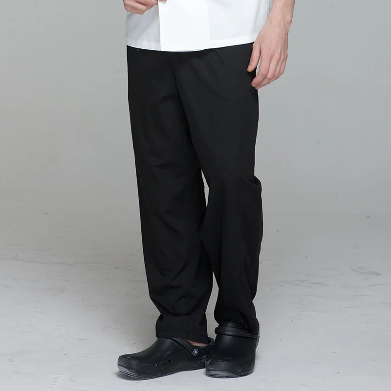 

CHECKEDOUT ready to ship adjustable waist loose style restaurant kitchen chef black cooking pants