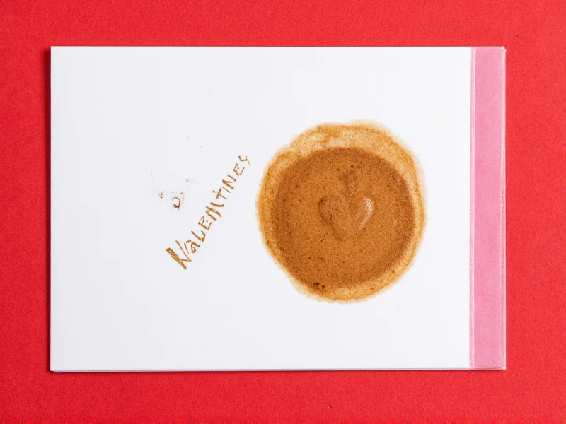 Coffee stain Valentine card with hidden heart message