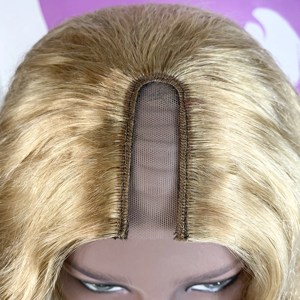
150% 180% Density Brazilian Virgin Pre Plucked Yellow U Part Wig,Two Bundles Lace Front Wig,Best seller in Market 