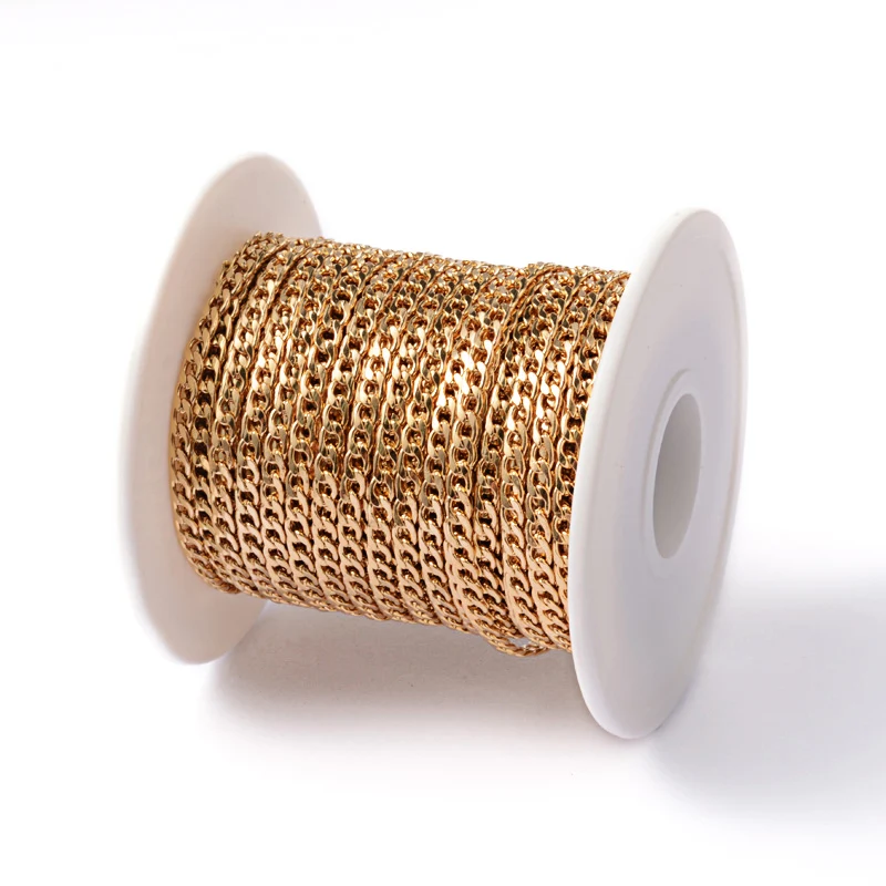 

PandaHal 3mm 304 Stainless Steel Gold Twisted Curb Chain, Gold color
