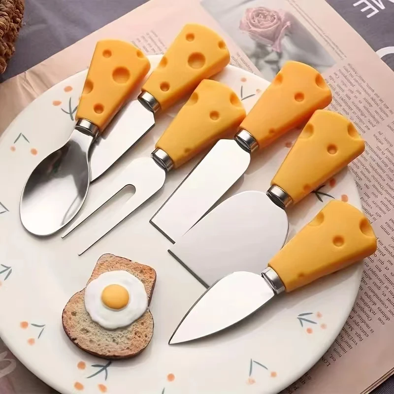 

New Cheese Knife Set Fruit Fork Household Tableware Cake Dessert Fork Cute Kitchen Creative Utensils Sets Cut Cheese Bread Cake