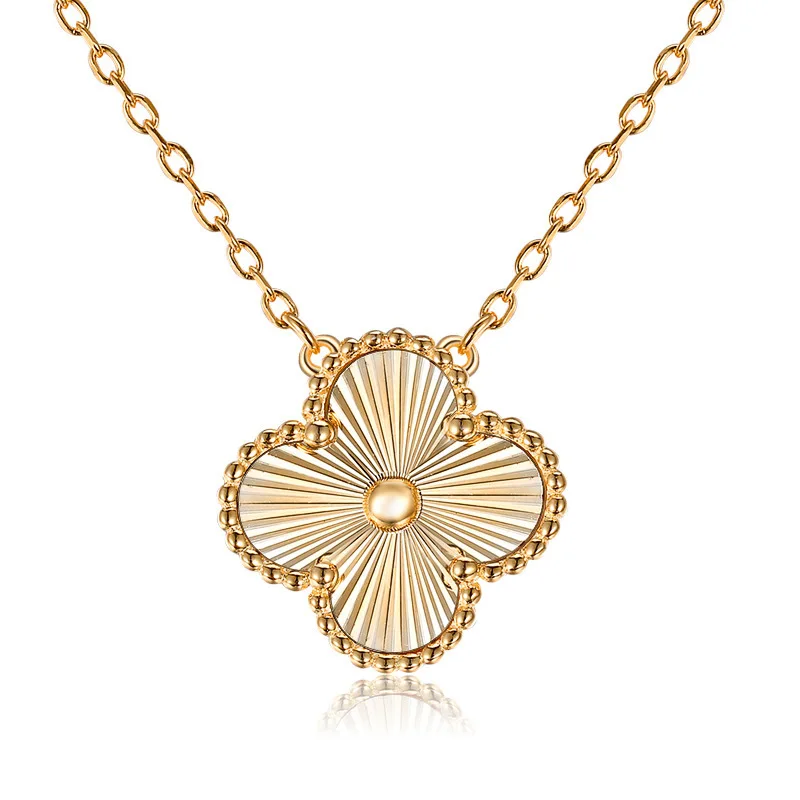 

Ladies Clover Pendant Stainless Steel 18K Rose Gold Women Necklace, As picture