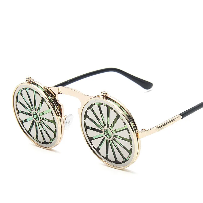 

Steampunk flip rimmed men sunglasses retro round women glasses 2021