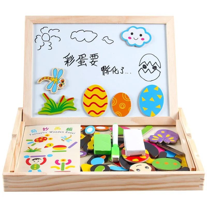 

In 2020 Fantastic Magnetic Drawing Board Wooden book Toys hot sale in Amazon portable Educational kids wooden toy