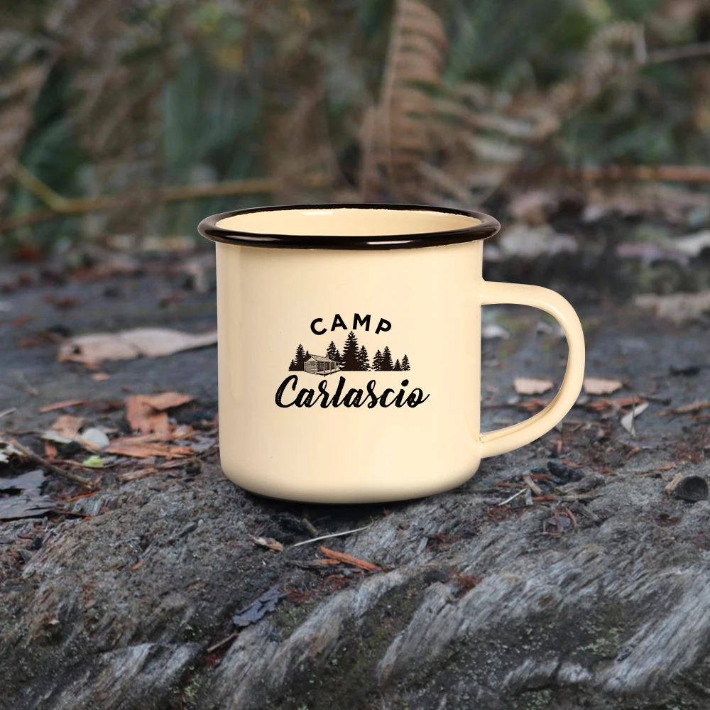 
Wholesale Colorful Campfire Mug with Custom Printing Tin Souvenir Enamel Mug Retro Vintage Coffee Mug for Outdoor 