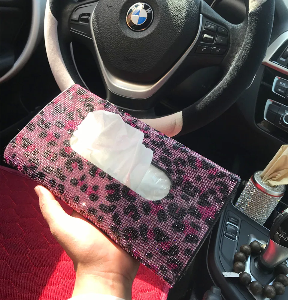 

bIing tissue box High quality PU leather tissue box Rhinestone Car tissue box