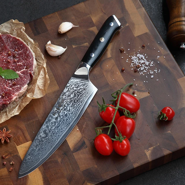 

Factory wholesale kitchen accessories stainless steel Damascus knife with wooden handle