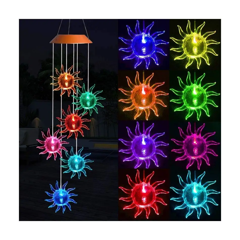 DIFUL Solar LED Lamp Color Change Lighting Fixture Decoration Outdoor Waterproof Wind Chime Night Lantern For Home Garden Decor