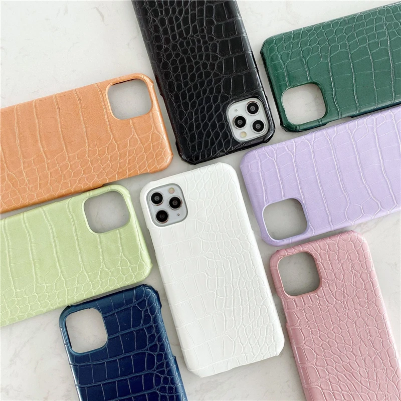 

Luxury Business Crocodile skin Phone Case For iPhone 8 7 Plus se2 12 11 Pro X XS Max XR Fashion alligator leather PU Cover