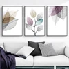 Scandinavian Abstract Transparent Leaves Canvas Paintings Leaf Poster Print wall art pictures modern art for hotels