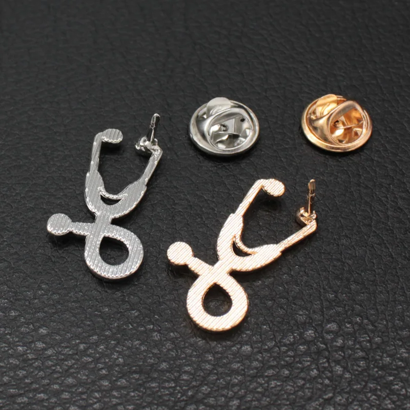 Trend Medicine Doctor Alloy Brooch Gold Stethoscope Modeling Brooch For