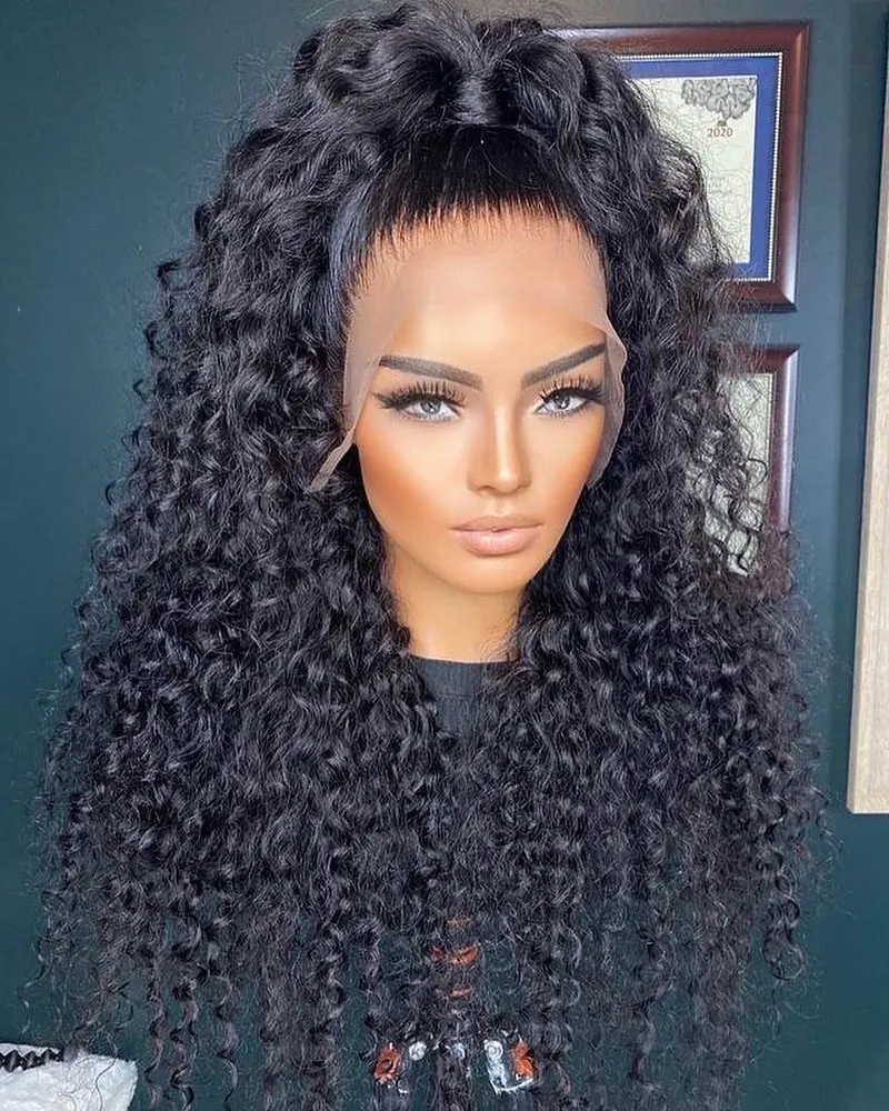 

13x4 Lace Frontal Human Hair Wigs Jerry curly Pre Plucked Wig for Women Melted Transparent Lace Wigs