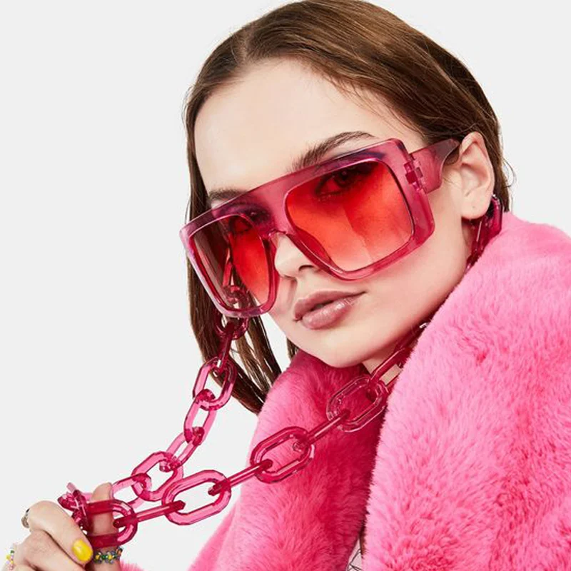 

NQ10688 Wholesales Cheap Famous Brands Designer Big Frame Shades Custom Logo Women Fashion Oversized Sunglasses with Chains