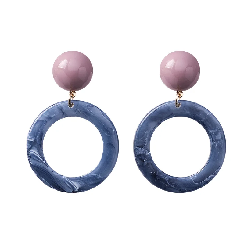 

Korean fashion blue-gray earrings female geometric earrings new personality simple temperament jewelry