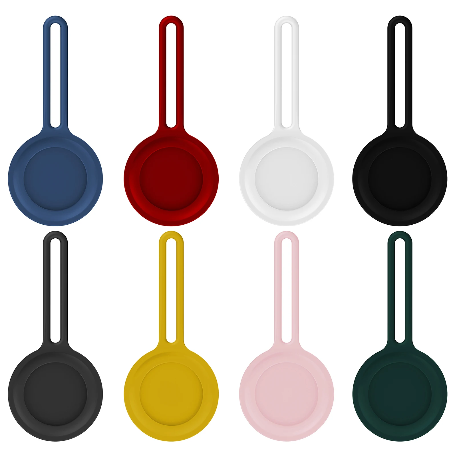 

Hot GPS Air Tag Case Cover Basic Leather with Key Ring Vegan Leather Case for Airtags, Apricot black gray green orange purple