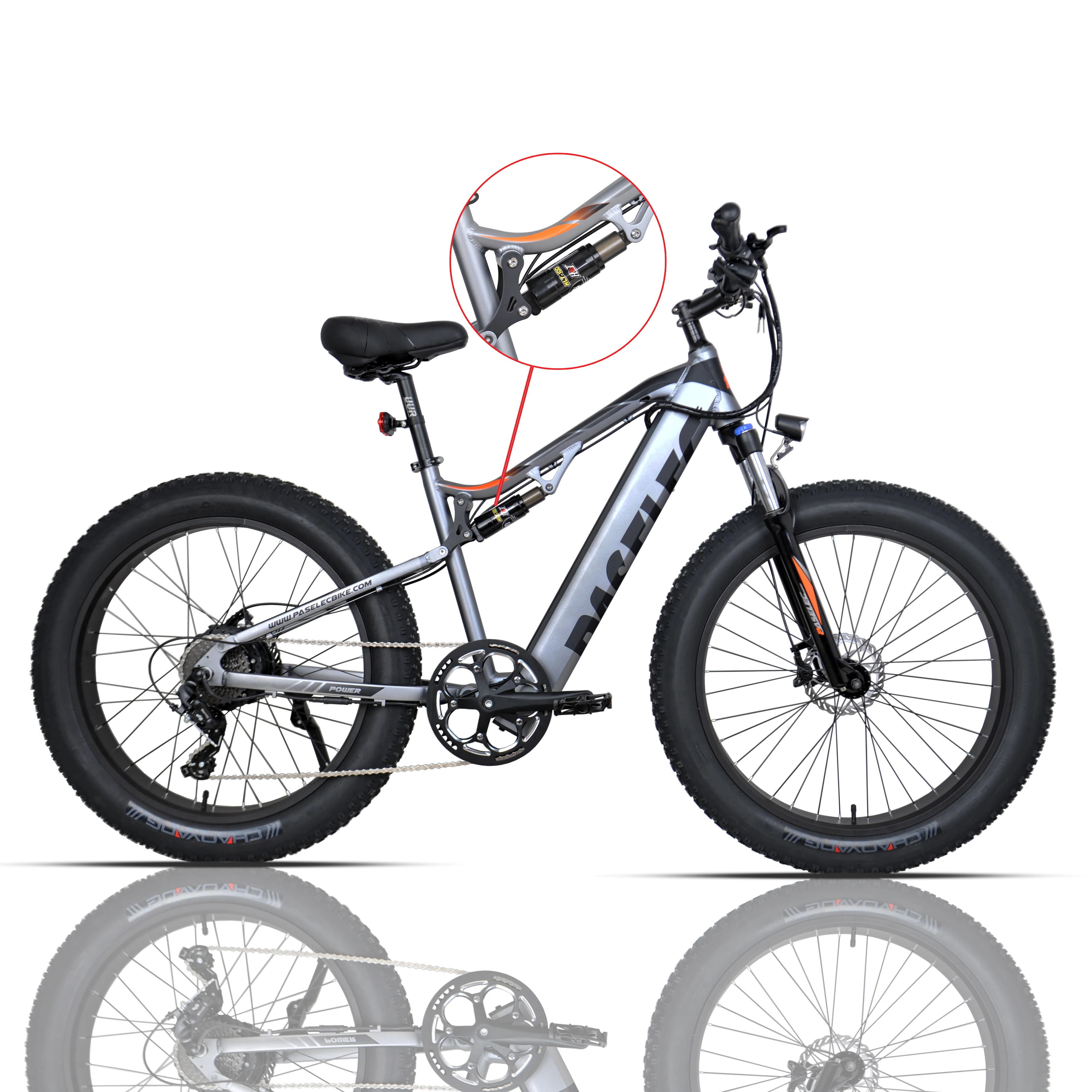 

USA Warehouse PASELEC GS9 Plus Fat Tire Electric Moto Mountain Bike Bicycle 26inch 750W Electrica