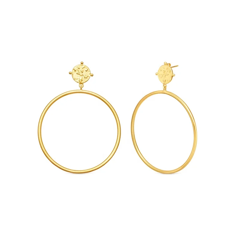 

Minimalist style Stud Earrings women jewelry 925 Sterling Silver Gold big Circle Earrings Drop