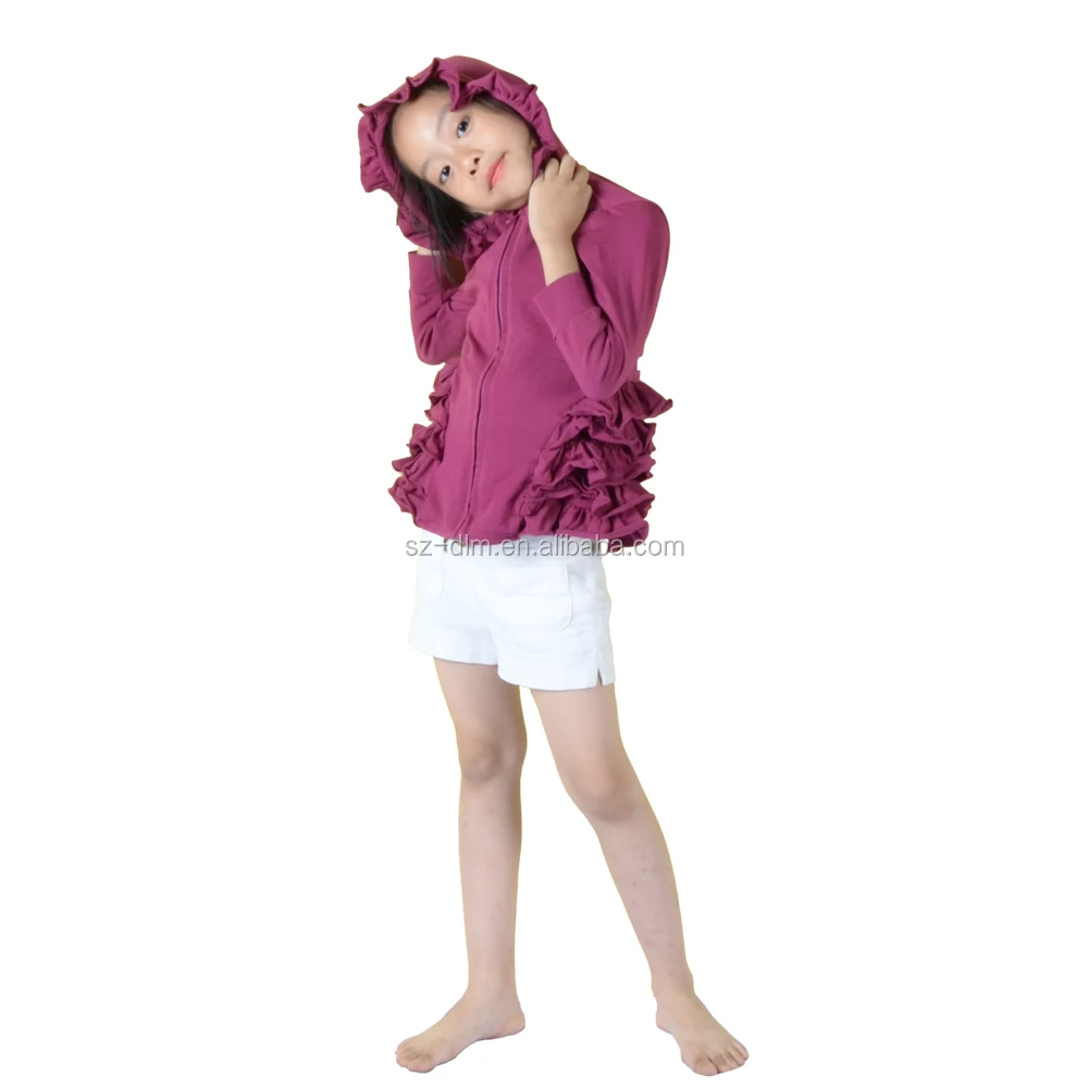 

Bulk Wholesale Kids Cotton Ruffle Jacket Multi Colors Children Winter Solid Jacket For Girls