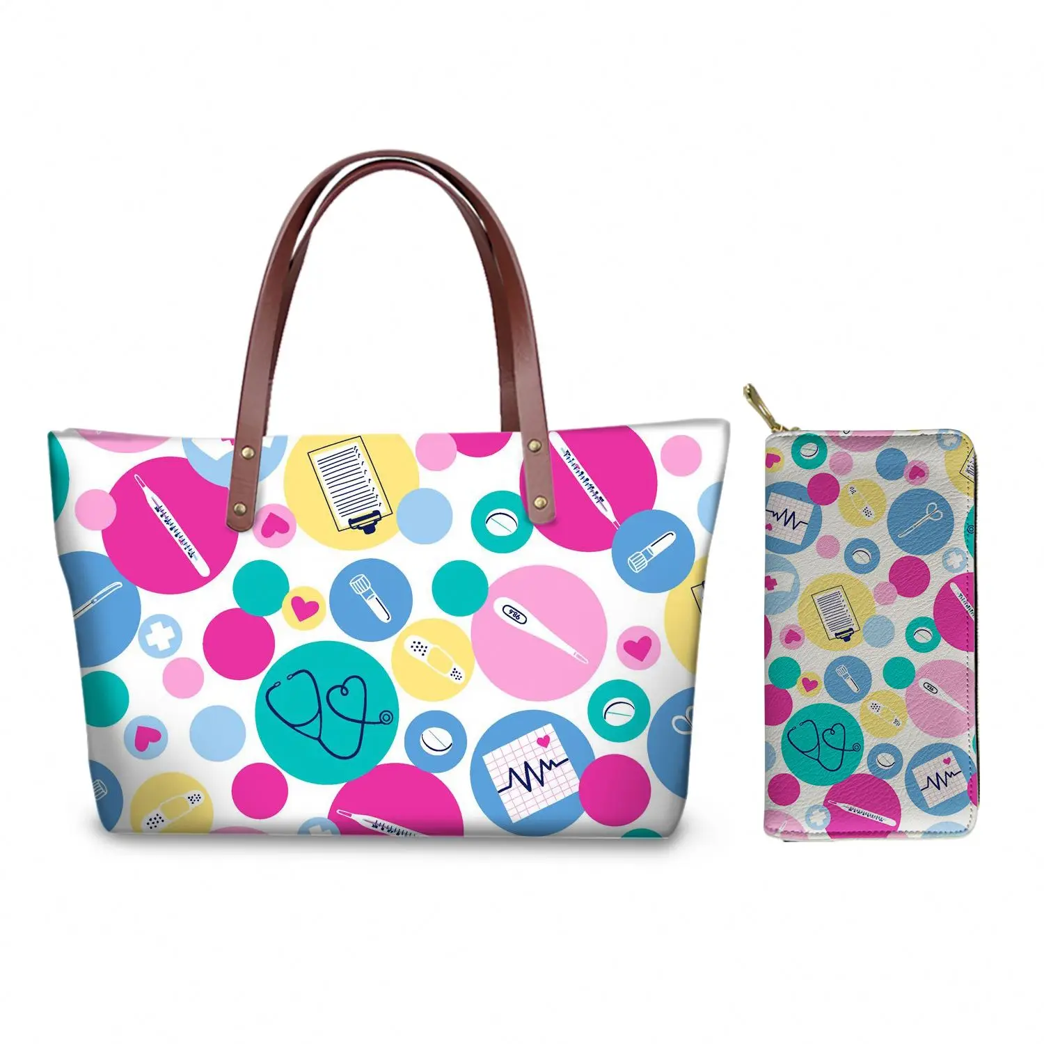 

Nursing Medical Stuff Design Print Custom Handbag Drop Shipping Bags Women Handbags Luxury With Zipper Purses And Handbags, Colorful