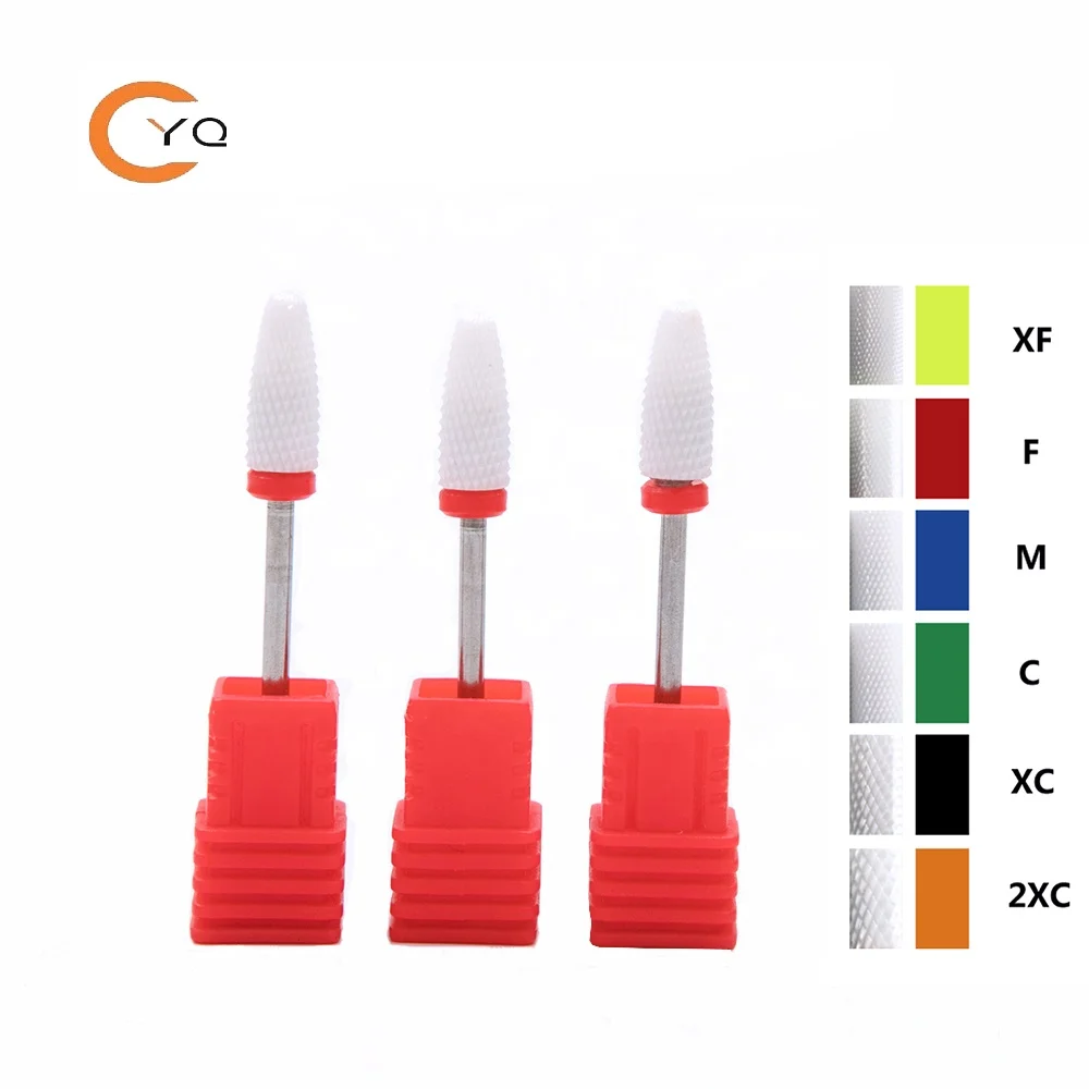 

High Quality Professional  Shank Flame Ceramic Nail Drill Bit, White/customized