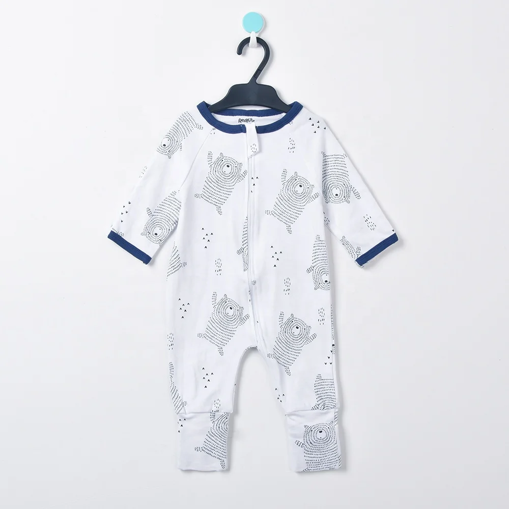 

3 PCS Best Quality Lovely Cotton Fabric Newborn Infant bodysuit Jumpsuit Zip Baby Romper, As picture shown