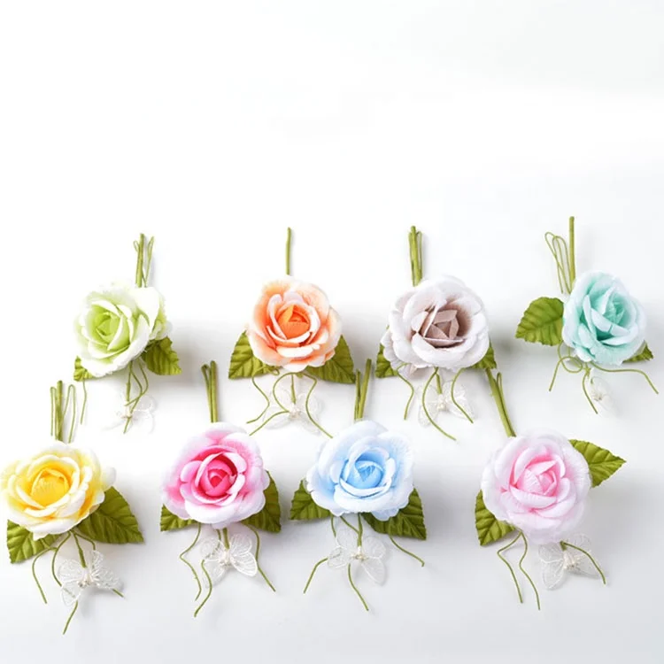 

new design artificial ribbon flower rose for decoration