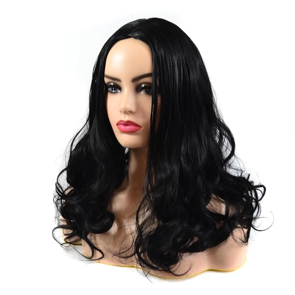 

Natural Remy OEM Style Women Wig Synthetic Hair Long Black Wigs With Bang