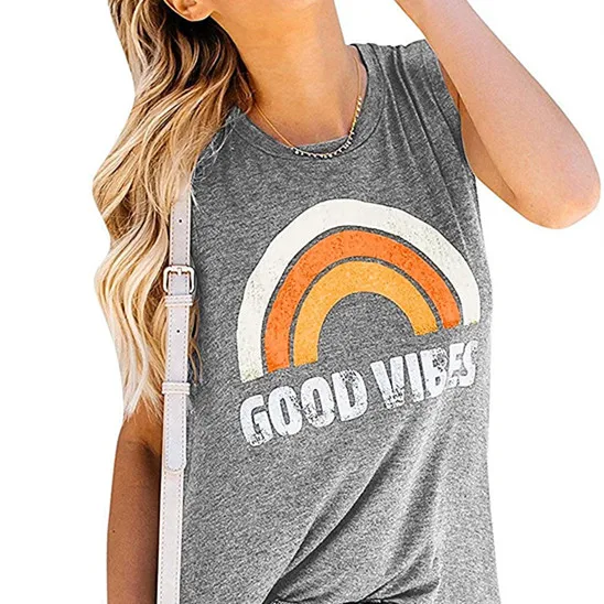 

Women's Rainbow Group Vest Loose Sleeveless Top Casual T-shirt