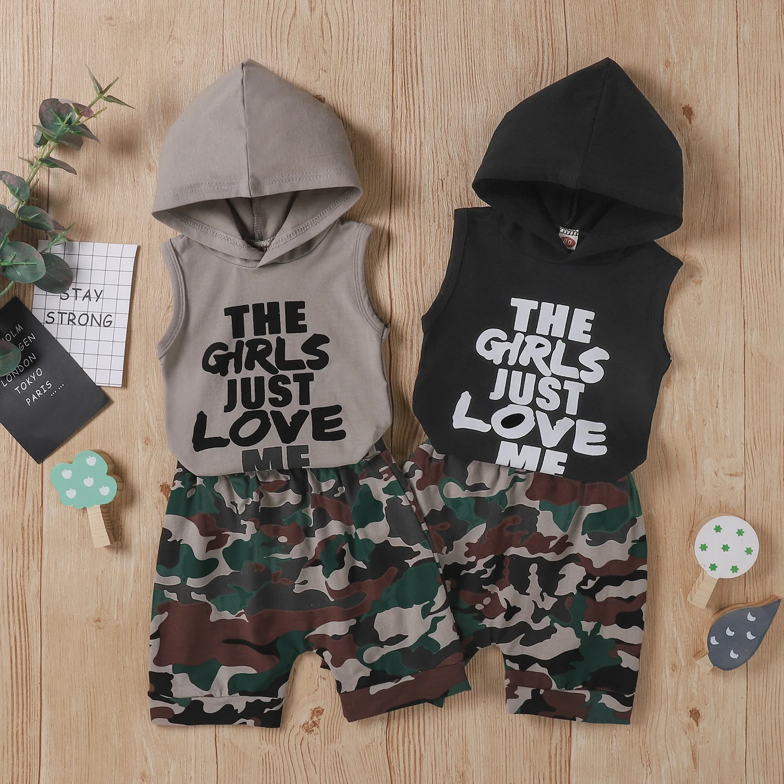

2021 summer kids clothing sleeveless hoodie boys outfits trendy boys clothing sets