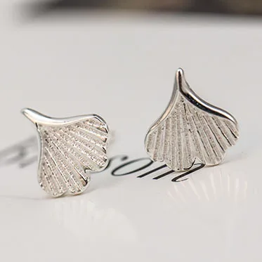 925 Sterling Silver Ginkgo Biloba Stud Earrings for Women Elegant Wedding Jewelry Pendientes Mujer Moda 2022 Brincos